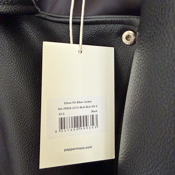 NWT Peppermayo Black Leather Biker Jacket Oversized - Picture 5 of 7